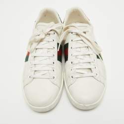 Gucci White Leather Embroidered Bee Ace Sneakers Size 37
