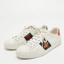 Gucci White Leather Embroidered Bee Ace Sneakers Size 37