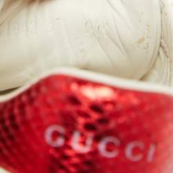 Gucci White Leather Embroidered Bee Ace Sneakers Size 37