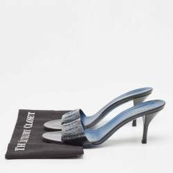 Pre Owned Gucci Black Patent Leather Slide Sandals Size 39.5