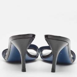 Pre Owned Gucci Black Patent Leather Slide Sandals Size 39.5