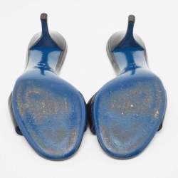 Pre Owned Gucci Black Patent Leather Slide Sandals Size 39.5