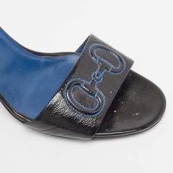 Pre Owned Gucci Black Patent Leather Slide Sandals Size 39.5
