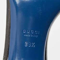 Pre Owned Gucci Black Patent Leather Slide Sandals Size 39.5