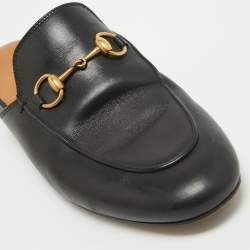 Gucci Black Leather Princetown Flat Mules Size 36.5