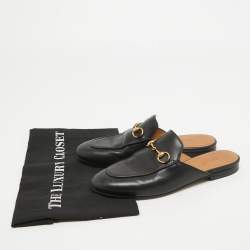 Gucci Black Leather Princetown Flat Mules Size 36.5