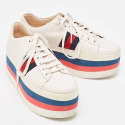 Gucci Cream Leather Ace Platform Sneakers Size 39