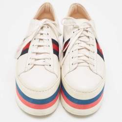 Gucci Cream Leather Ace Platform Sneakers Size 39