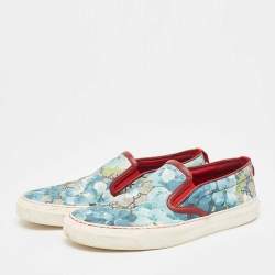 Gucci Multicolor GG Supreme Blooms Printed Canvas Slip On Sneakers Size 37.5