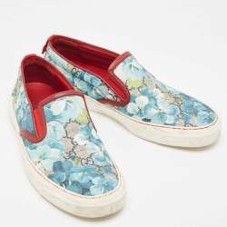 Gucci Multicolor GG Supreme Blooms Printed Canvas Slip On Sneakers Size 37.5