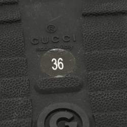 Pre Owned Gucci Black Leather Web Detail Thong Flats Size 36