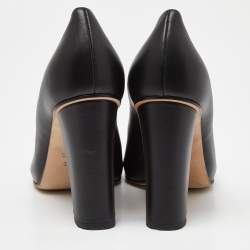Gucci Black Leather Horsebit Block Heel Pumps Size 38.5