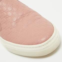 Gucci Pink Microguccissima Leather Slip On Sneakers Size 35.5