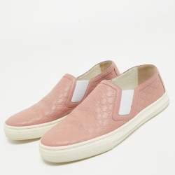 Gucci Pink Microguccissima Leather Slip On Sneakers Size 35.5