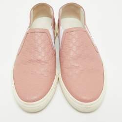 Gucci Pink Microguccissima Leather Slip On Sneakers Size 35.5