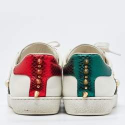 Gucci White Leather Studded and Spiked Ace Sneakers Size 36