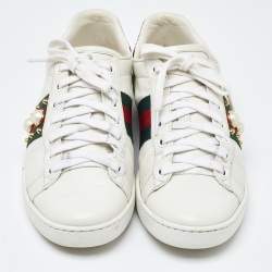 Gucci White Leather Studded and Spiked Ace Sneakers Size 36