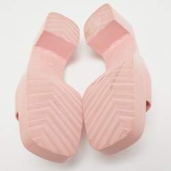 Gucci Pink Rubber Logo Embossed Platform Slide Sandals Size 38