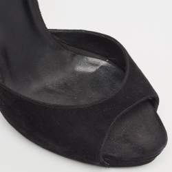 Pre Owned Gucci Black Suede Slide Sandals Size 38