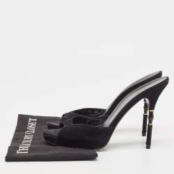 Pre Owned Gucci Black Suede Slide Sandals Size 38