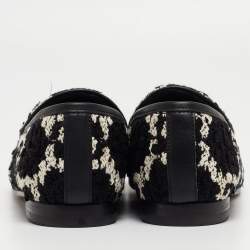 Gucci Black/White GG Tweed Jordaan Loafers Size 36.5
