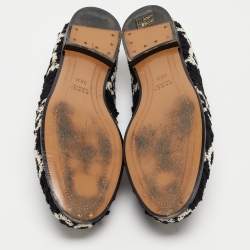 Gucci Black/White GG Tweed Jordaan Loafers Size 36.5