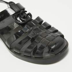 Gucci Black Rubber GG Strappy Flat Sandals Size 40