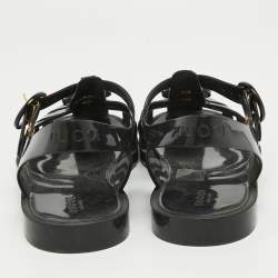 Gucci Black Rubber GG Strappy Flat Sandals Size 40