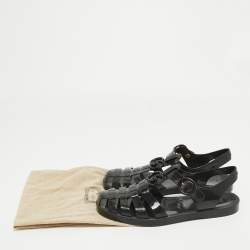 Gucci Black Rubber GG Strappy Flat Sandals Size 40
