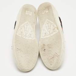 Gucci White Leather and Python Embossed Ace Low Top  Sneakers Size 37.5