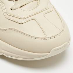 Gucci Cream Leather Vintage Logo Rhyton Sneakers Size 40.5
