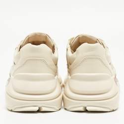 Gucci Cream Leather Vintage Logo Rhyton Sneakers Size 40.5