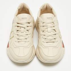 Gucci Cream Leather Vintage Logo Rhyton Sneakers Size 40.5