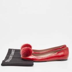 Gucci Red Eel Pom Pom Ballet Flats Size 36