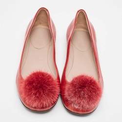 Gucci Red Eel Pom Pom Ballet Flats Size 36