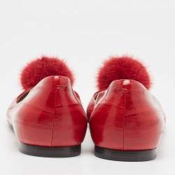 Gucci Red Eel Pom Pom Ballet Flats Size 36