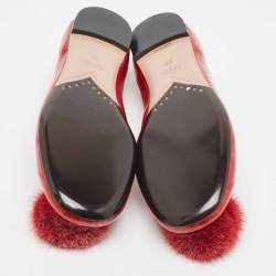 Gucci Red Eel Pom Pom Ballet Flats Size 36