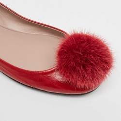 Gucci Red Eel Pom Pom Ballet Flats Size 36