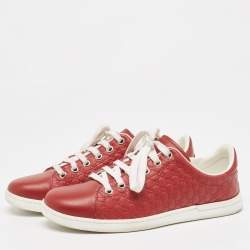 Gucci Red Microguccissima Leather Low Top Sneakers Size 35