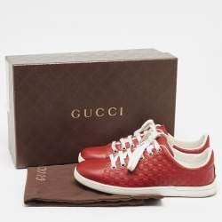 Gucci Red Microguccissima Leather Low Top Sneakers Size 35