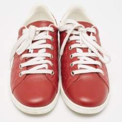 Gucci Red Microguccissima Leather Low Top Sneakers Size 35