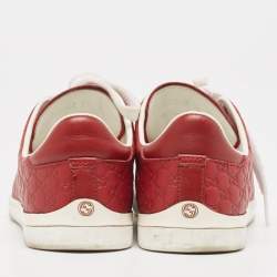 Gucci Red Microguccissima Leather Low Top Sneakers Size 35