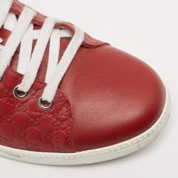 Gucci Red Microguccissima Leather Low Top Sneakers Size 35