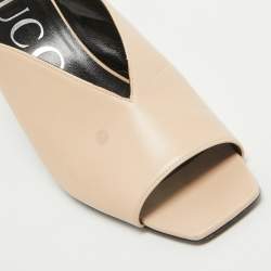Pre Owned Gucci Beige Leather Slide Sandals Size 39