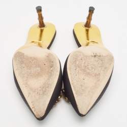 مملوكة مسبقًا Gucci Black Canvas Crystal Embellished Unia Mule Sandals Size 38