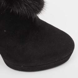 Gucci Black Suede and Fur Trim Ankle Boots Size 37