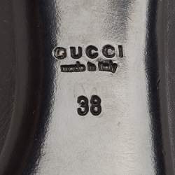 Pre Owned Gucci Black Leather Studded Block Heel Pumps Size 38