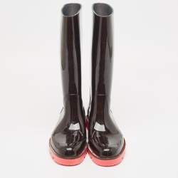 Gucci Black GG Rubber Rain Boots Size 41