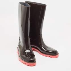 Gucci Black GG Rubber Rain Boots Size 41