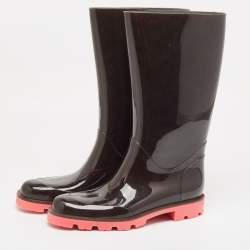 Gucci Black GG Rubber Rain Boots Size 41